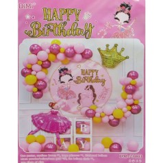 Фотозона из воздушных шаров - Happy Birthday-Балерина-постер, н-р латексн., фольг.шар, лента-скот