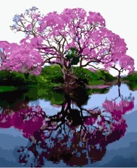 Набор для росписи по номерам Дерево у воды Strateg размером 40х50 см (HH064)