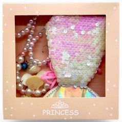 Набір аксесуарів (намисто, браслети, сумочка-русалочка), біла