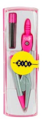 Циркуль с механическим карандашом в пластиковом пенале+ запасной грифель, розовый, 2шт.в уп.