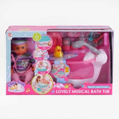 Пупс п’є з пляшечки, ходить на горщик, ванна, ллється вода, звук, підсвічування, аксесуари, висота 35 см, в кор. /6/