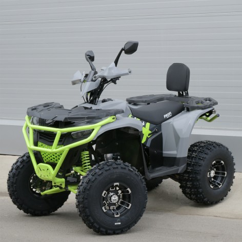 Квадроцикл AX150-11-5 (1шт) бензиновий 150 см?, авт. F/N/R, передні та задні дискові гальма, 8? литі колеса, LCD, фаркоп, спинка, до 85 кг, сіро-зелен