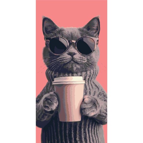 Картина за номерами Origami "Котячий вайб" 40x80 см