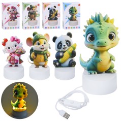 Нічник 21,5см, світло, від мережі (USB), 4 види (дракон, панда, кішка, миша), в кор-ці, 12-20-5см /84/