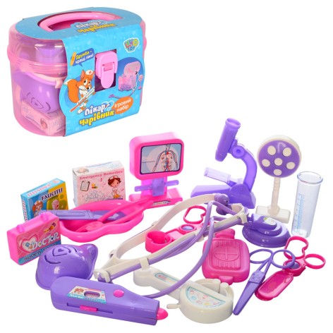 Лікар стетоскоп, лоток, інструменти, у валізі, карт. оберт,18,5-9,5-12см 