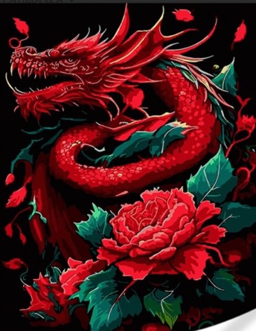 Набір для творчості алмазна картина Дракон у червоному полум'ї Strateg розміром 40х50 см (SK88215)