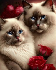 Набір для творчості алмазна картина Котики в трояндах Strateg розміром 30х40 см (HEG86700)