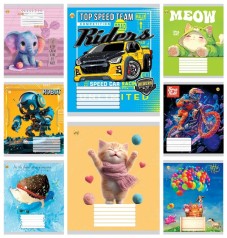 Тетрадь 12 арк.коса линия Твердая ТА53120 Микс 9, 25/600, 8к. цена за 25 шт.