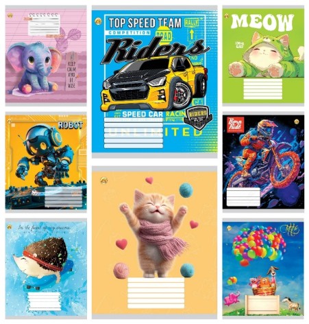 Тетрадь 12 арк.коса линия Твердая ТА53120 Микс 9, 25/600, 8к. цена за 25 шт.