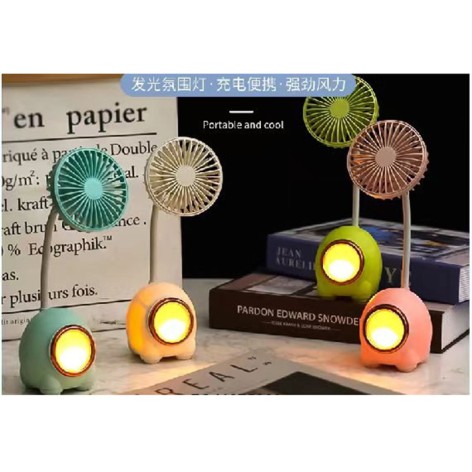 Вентилятор настільний, 24см, світло, 2 режими, акум, USBзарядне, 4 кольори, в кор-ці, 9,5-15,5-8см 