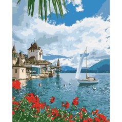 Картина по номерам Морський пейзаж "Ранок в Швейцарії" 40*50см
