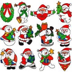 Наклейка силіконова з новорічними малюнками на скло 20х15см (мікс видів)