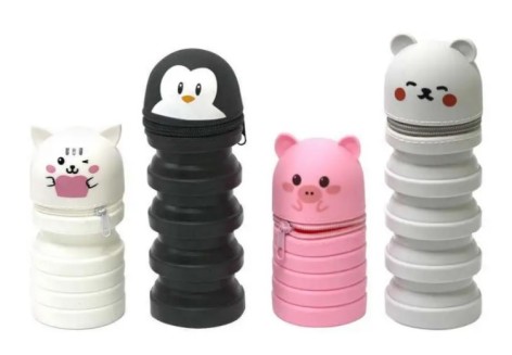 Пенал-підставка для ручок, розкладний силіконовий, Тваринки