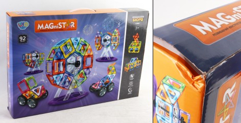 УЦЕНКА 20% Конструктор магнитный, 92 дет., в кор-це, 55-37-8 см /8/