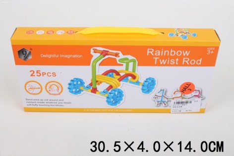 Игровой набор 25 шт. гнущихся цветных палочек с замочками, с дополнительными деталями, инструкция, 30,5*4*14 см