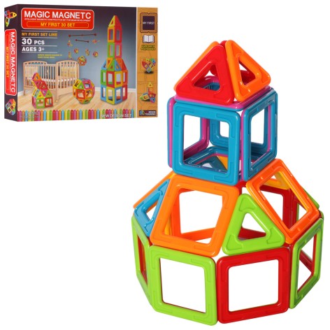 Конструктор магнітний, 30 дет., в кор-ці, 34-24,5-5см. 