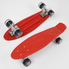 Скейт Пенни борд Best Board, красный, доска=55 см, колеса PU со светом, диаметр 6 см