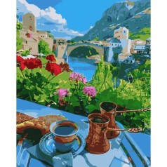 Картина по номерам Кофе в турках Strateg с лаком и уровнем размером 40х50 см (SY6569)