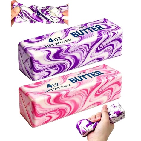 Сквіш-антистрес Масло (butter squishy) мармур 14 см (мікс кольорів)