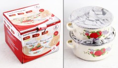 УЦЕНКА 30% Набор эмалированных кастрюль 3шт  1,1 л/1,6 л/2,3 л с крышками 111DG-5006