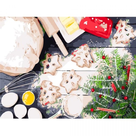 Набір для розпису по номерах Новорічне Печиво розміром 30х40  (SS6834)
