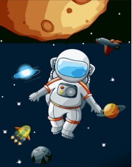 Набір для розпису по номерах На орбіті Strateg розміром 30х40 см (SS6708)