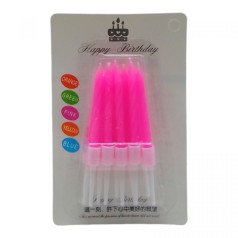 Свечи для торта неоновые 10шт с подсвечниками, 6,5 см