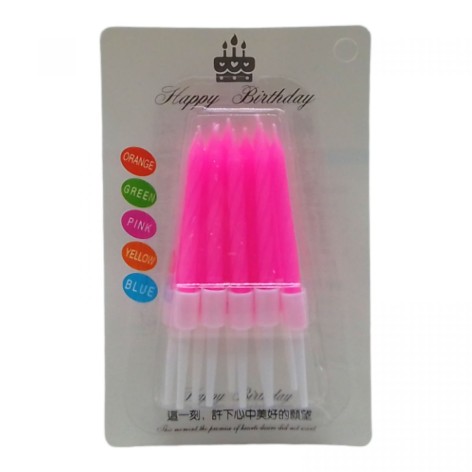 Свечи для торта неоновые 10шт с подсвечниками, 6,5 см