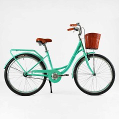 Велосипед міський Corso Travel 26`` одношвидкісний, сталева рама 16.5``, корзина, багажник /1/