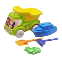 Машинка самоскид №4 + кораблик зелено-жовтий