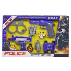 Набір зі зброєю JC007A-08 (12шт) поліція, жилет, пістолет, рація, компас, ніж, звук, ВИД 1