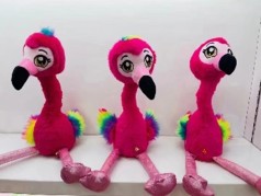 Мягкая интерактивная игрушка фламинго, повтор голоса, англ музыка, свет /100/