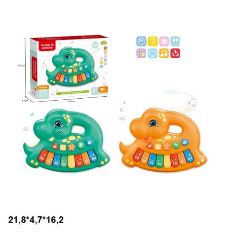 Дитяче музичне піаніно MTK017A динозавр батарейне музичне світлове 2 кольори (120)