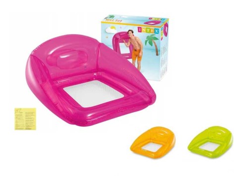 Прозоре надувне крісло Intex 104х102см, різних кольорів 