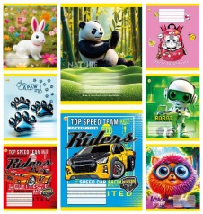 Тетрадь 12 арк.коса линия Твердая ТА53121 Микс 10, 25/600, 8к. цена за 25 шт.