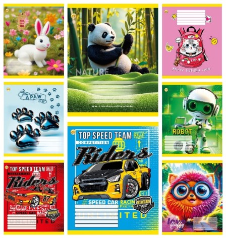 Тетрадь 12 арк.коса линия Твердая ТА53121 Микс 10, 25/600, 8к. цена за 25 шт.