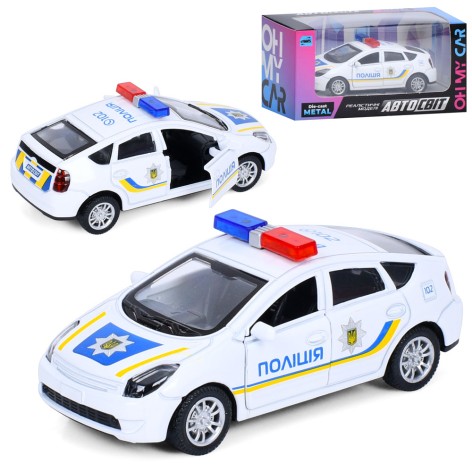 Машина АвтоСвіт, металл, инерция, 10,5см, полиция, резиновые колеса, в кор-це, 14-7-6,5см 