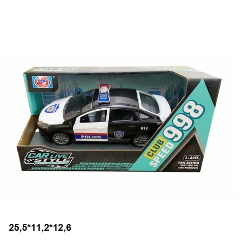 Іграшкова машинка поліція 998-65A1 інерційна з музикою та світлом