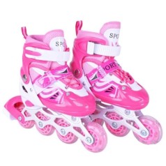 Роликовые коньки размер S (30-33) колеса PVC (РОЗОВЫЕ)