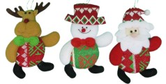 Игрушки на ёлку мягкие "Дед Мороз, Снеговик, Олень" 13см ,3в.(100*12)