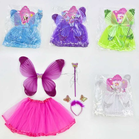 Карнавальный набор для девочки Бабочка 4 предмета: юбка, крылья, жезл, ободок 48*2*53 см