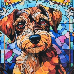 Алмазна мозаїка (не повна викладка) "Вітражний пес" 30х30 см