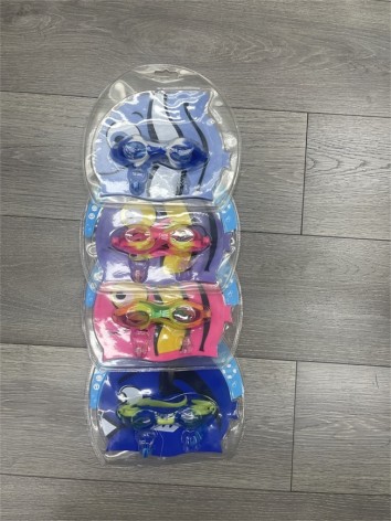 Набор для плавания очки и шапочка,4 цвета в п/е /48/