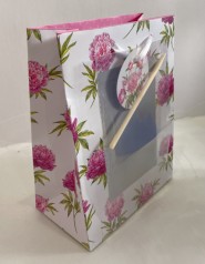 Пакет подарочный бумажный, 18х23х10 см, бумажный мелованный, 140г/м2 + окошко для надписи 5 шт. в уп.