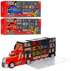 Трейлер контейнер із відділенням для машин, мет. машинки, 3 види, кор., 50-19-10 