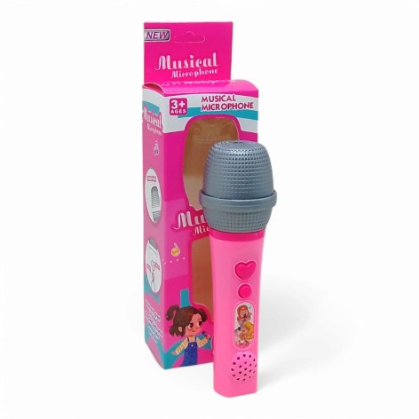 Микрофон детский, интерактивный, музыка (розовый)