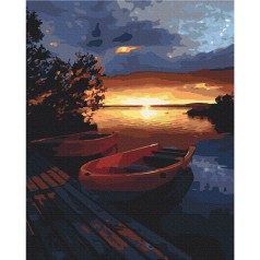 Картина за номерами: Гарний захід на озері