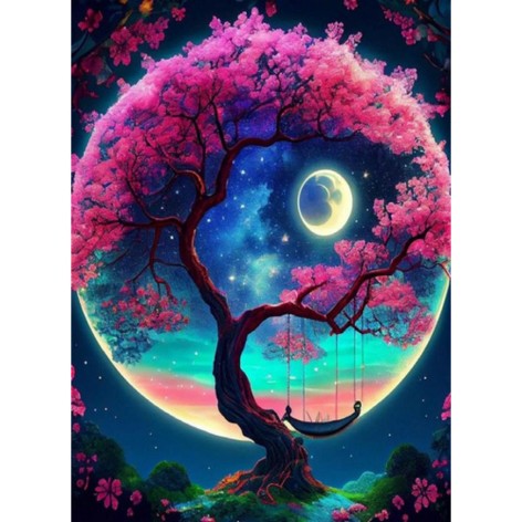 Набор для творчества алмазная картина Лунная сакура Strateg размером 50х65 см кр (SGK86072)