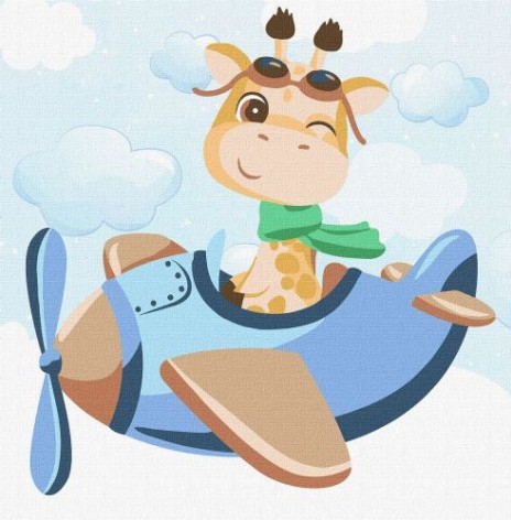 Картина по номерам "Жирафчик пилот"