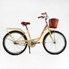 Велосипед міський Corso Travel 26`` одношвидкісний, сталева рама 16.5``, корзина, багажник 1/